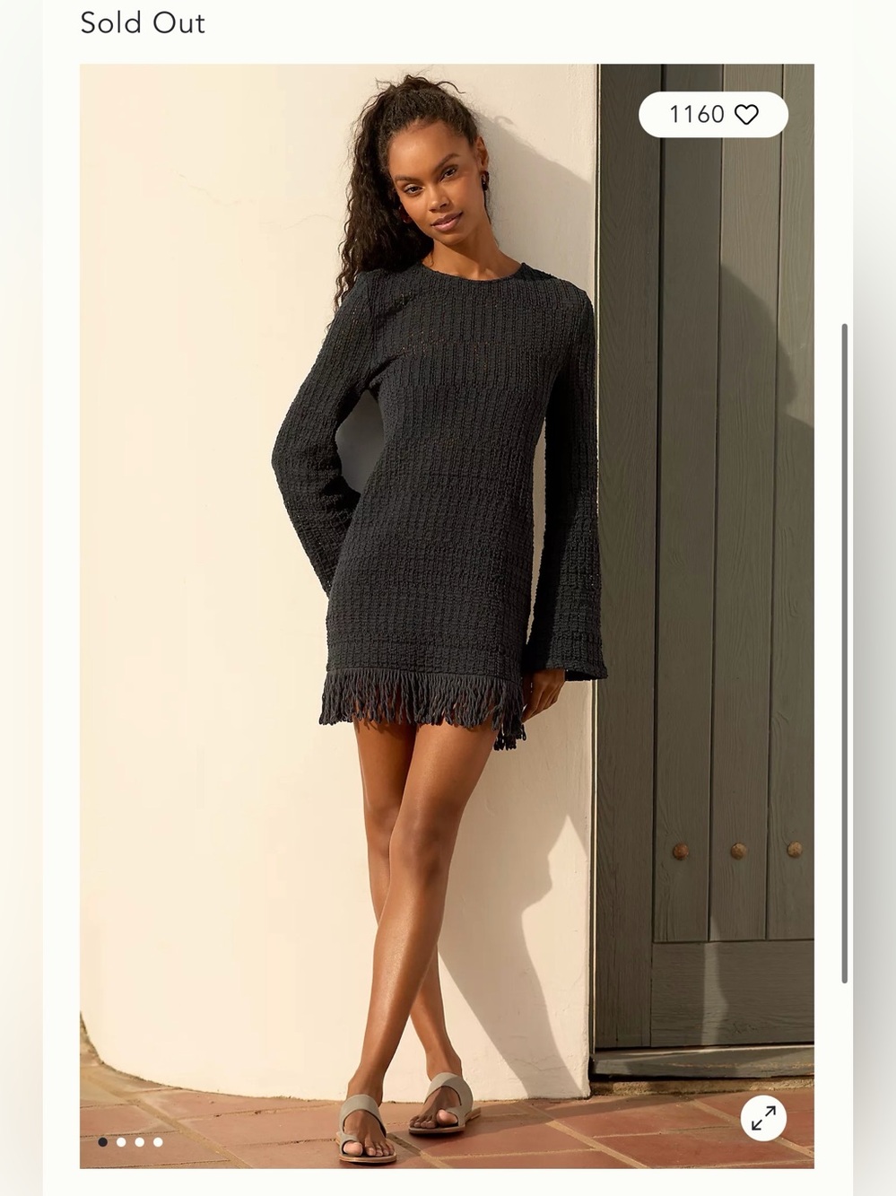 Textured Black Fringe-Hem Mini Dress - Women